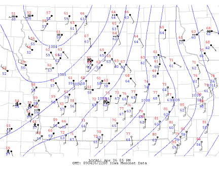 2200UTC Iowa surface analysis image