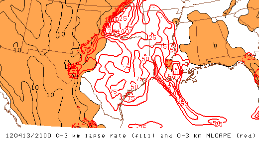 21Z 3 km CAPE