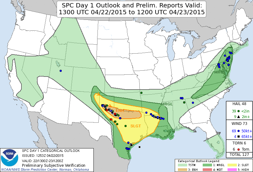 SPC Day 1 outlook with reports