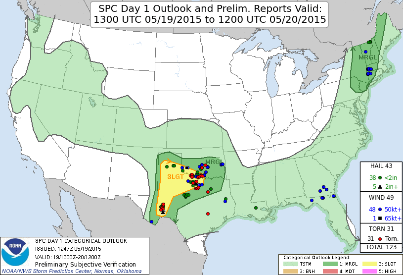 SPC Day 1 outlook with reports