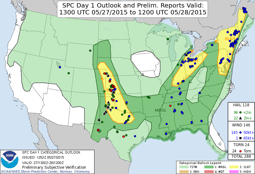 SPC Day 1 outlook with reports