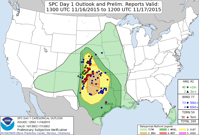 SPC Day 1 outlook with reports