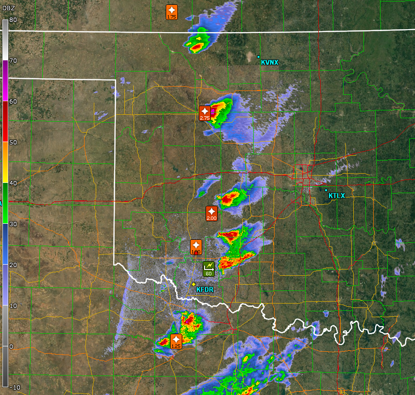 Radar image at 2257 UTC