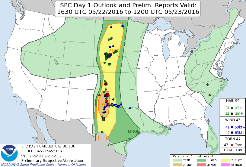 SPC Day 1 outlook with reports