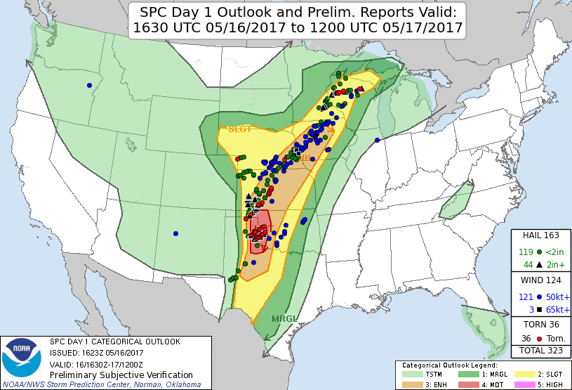 SPC Day 1 outlook with reports